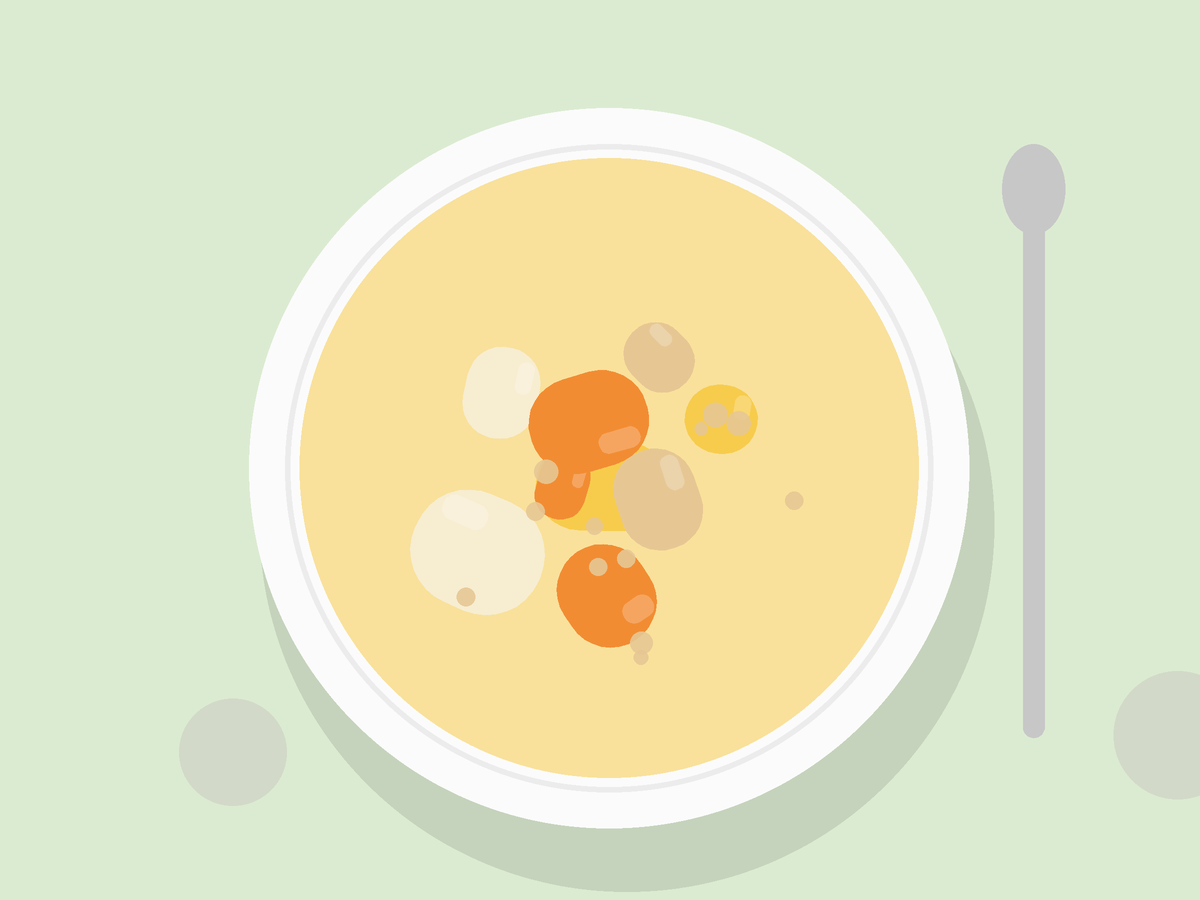 Illustration of Khao Soi Gai: Northern Thai Coconut Curry Noodle Soup: a plate drawn from its ingredients