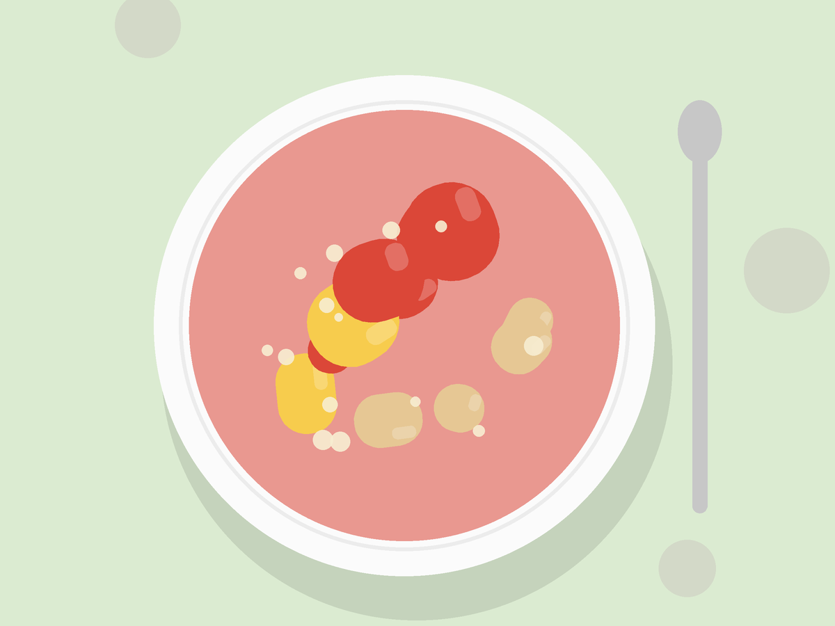 Illustration of Thai Red Curry with Kabocha Squash and Makrut Lime: a plate drawn from its ingredients