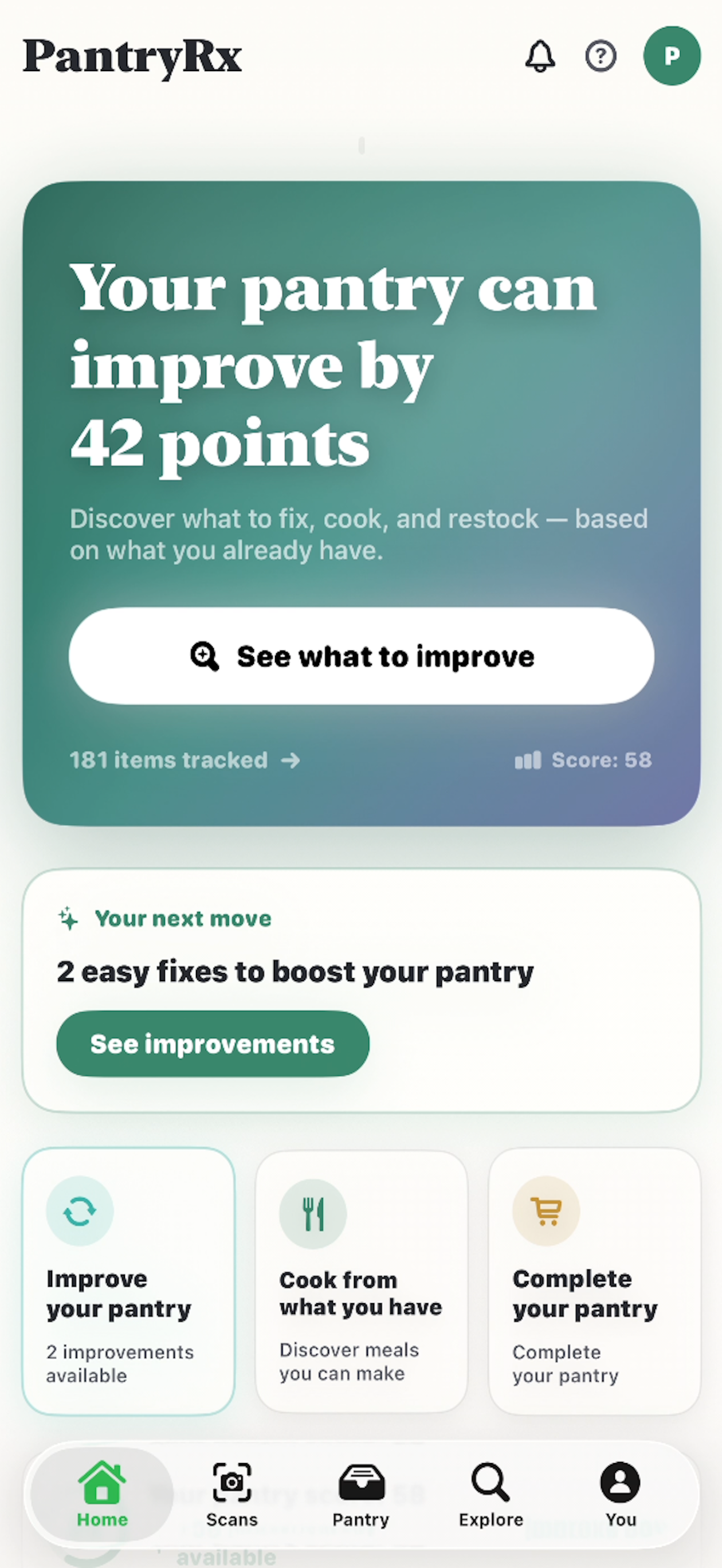 PantryRx app landing